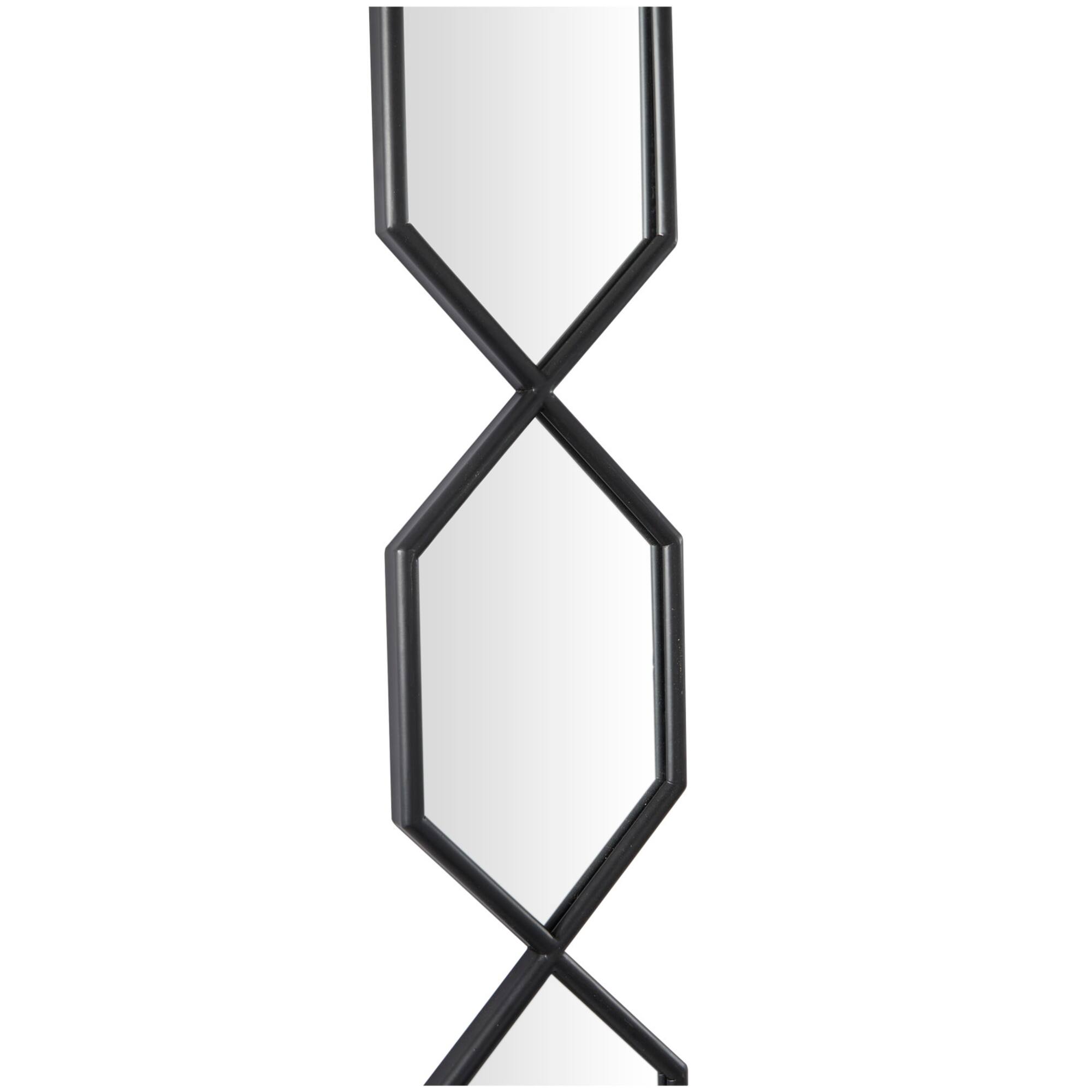 Black Metal Slim Stacked Chain 5 Layer Wall Mirror with Trellis Pattern 7" x 1" x 59"